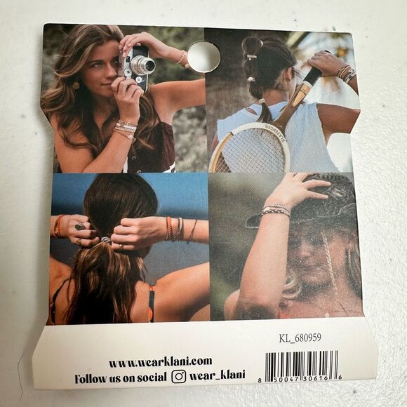 NWT K’Lani Dream Women's 5 Hair Ties/Bracelets with Natural & Blue Tones- Size M - Picture 2 of 5